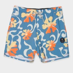 Vissla Men's Blue Floral Volley Swim Trunks Small